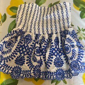 Blue Embroidered Tube top